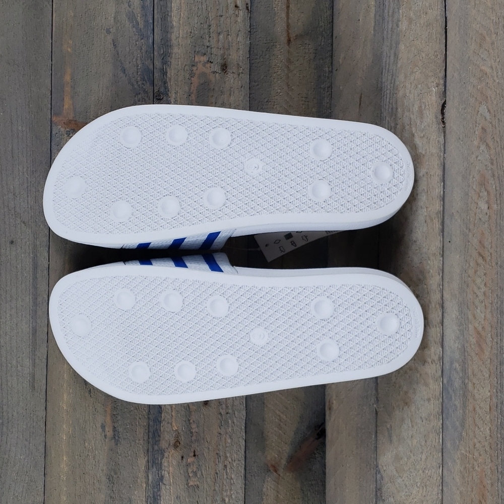 adidas Originals Men's Adilette Slides  Sandals White Blue - Picture 7 of 9